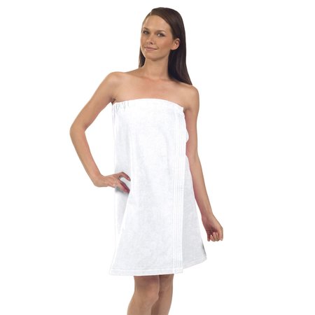 TOWELSOFT Women's Premium Terry Velour Spa Wrap-White, One Size Body Wrap-Terry-WV5007